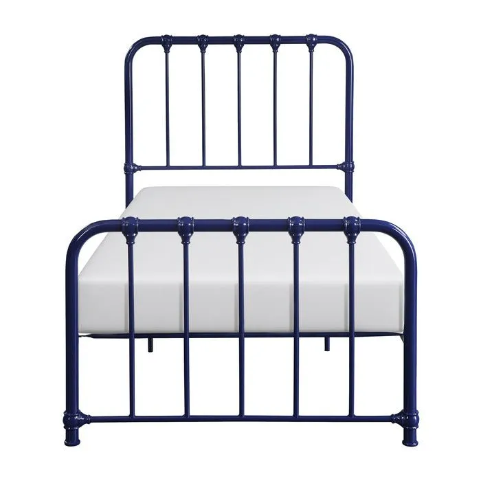 Classic Metal Rounded Profile Blue Platform Bed