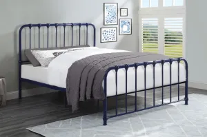 Classic Metal Rounded Profile Blue Platform Bed