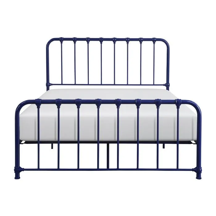 Classic Metal Rounded Profile Blue Platform Bed