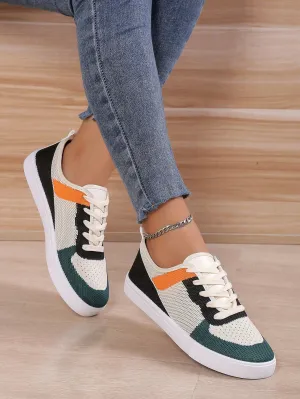 Color Block Lace-up Front Skate Shoes