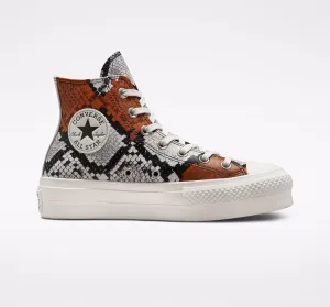 Converse scarpa sneakers da donna Chuck Taylor All Star Lift 573082C vintage bianco nero arancio