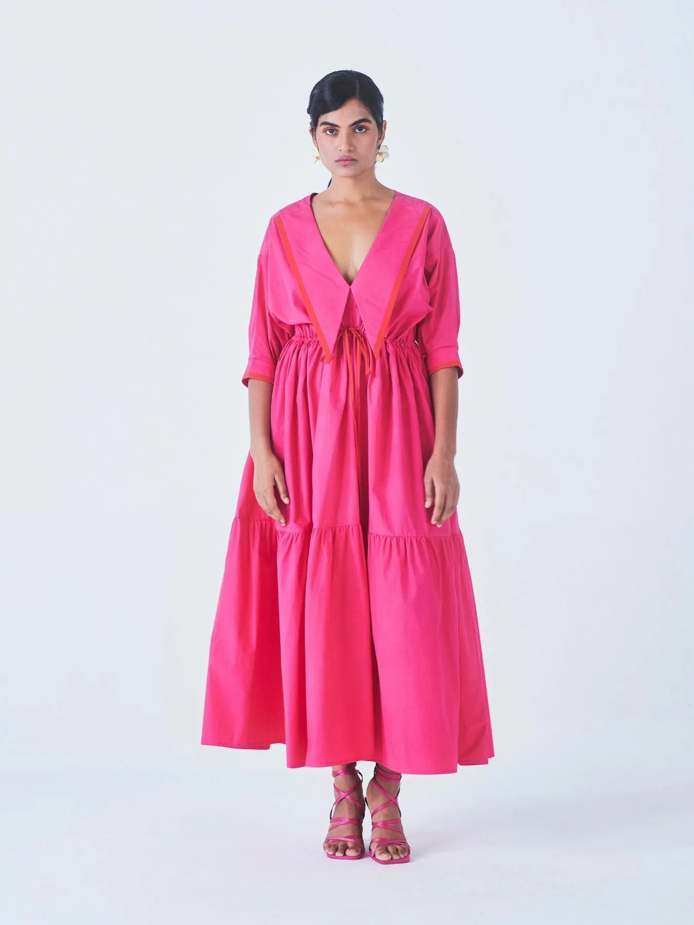 Dahlia Tiered Dress, Hot Pink