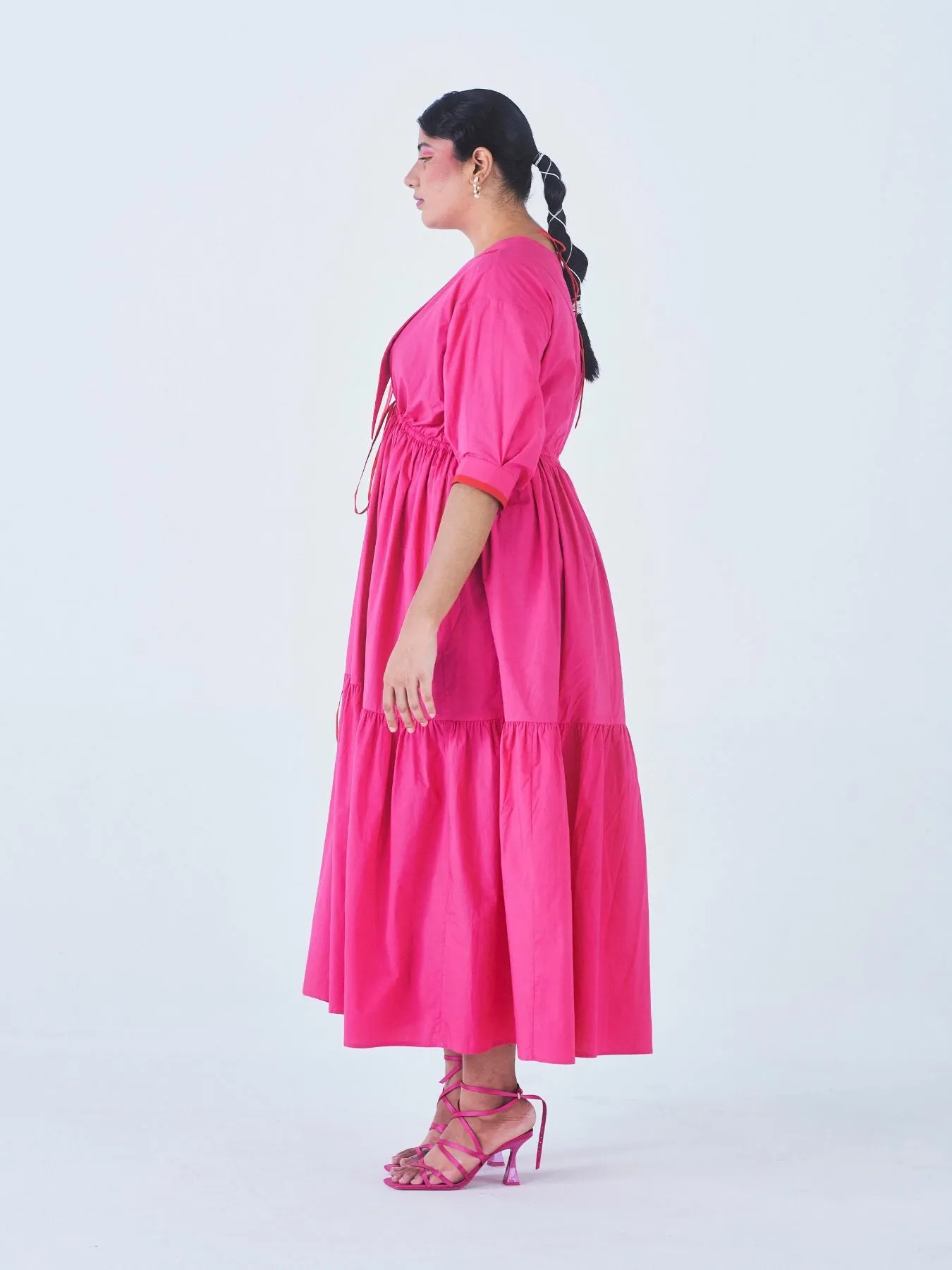 Dahlia Tiered Dress, Hot Pink