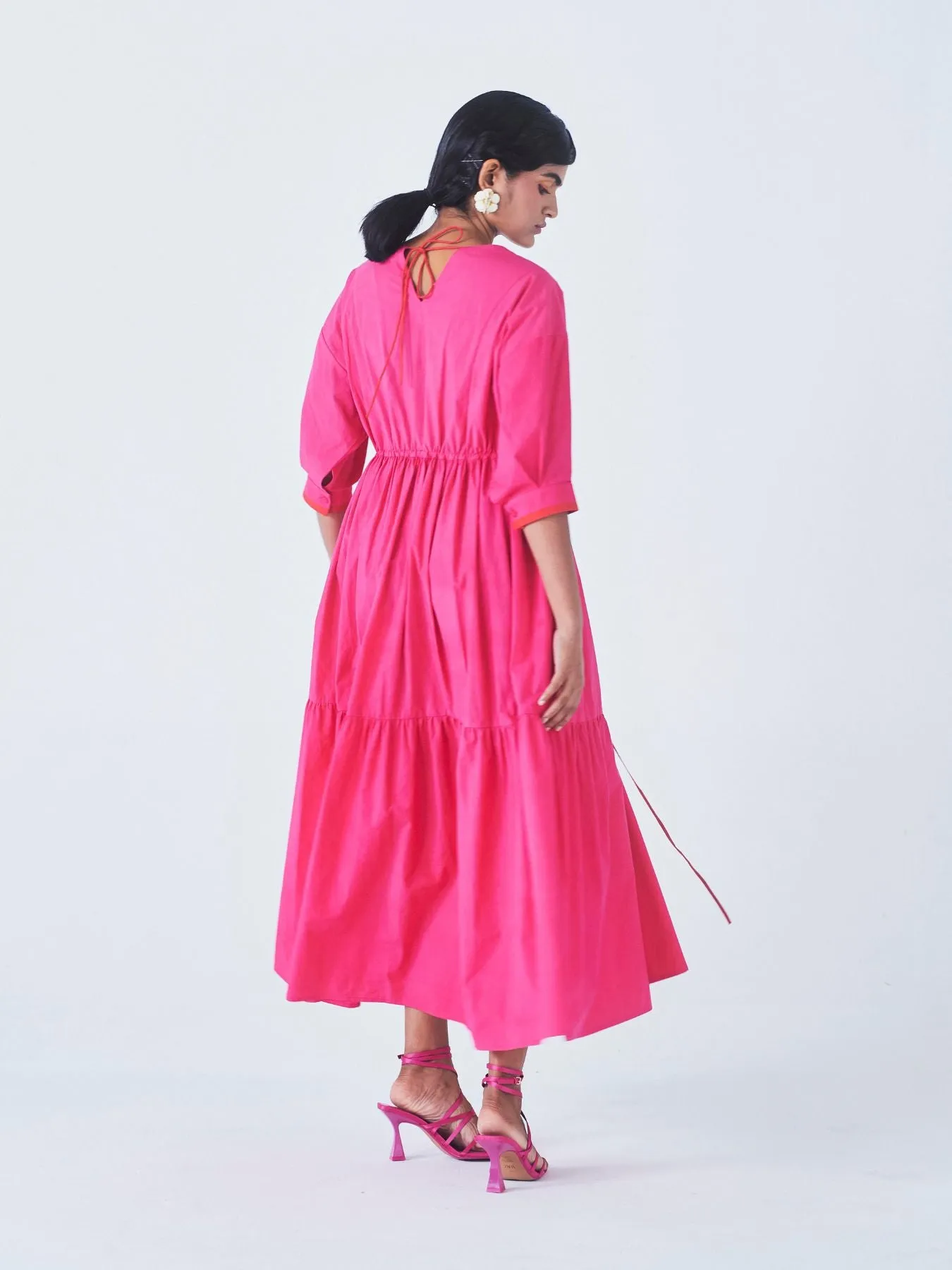 Dahlia Tiered Dress, Hot Pink