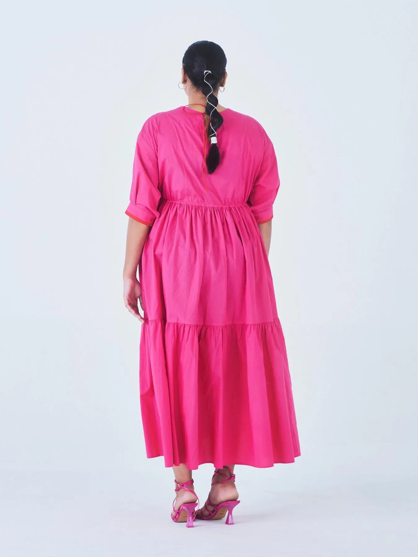 Dahlia Tiered Dress, Hot Pink