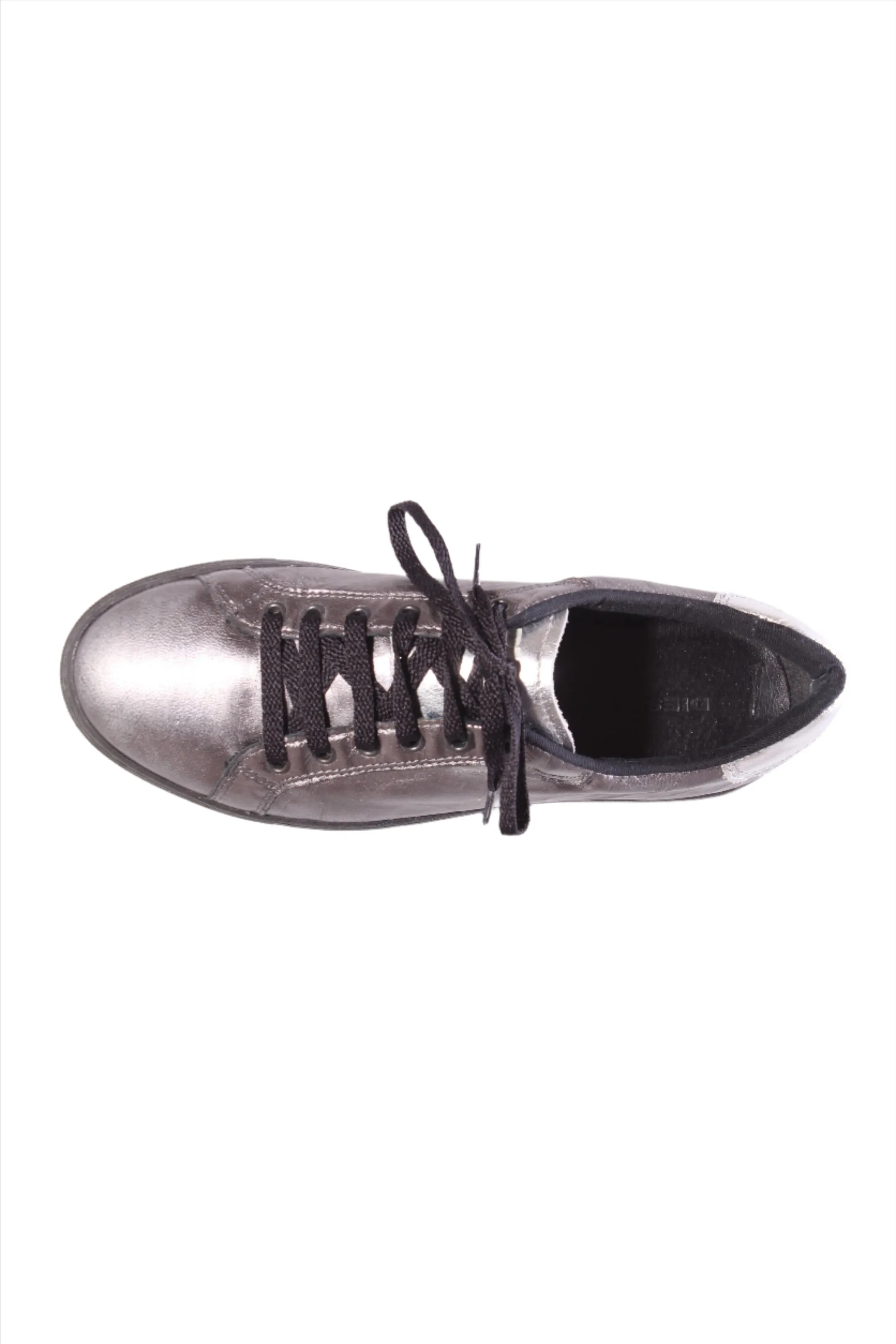 DIESEL - Pewter leather platform sneakers! 37