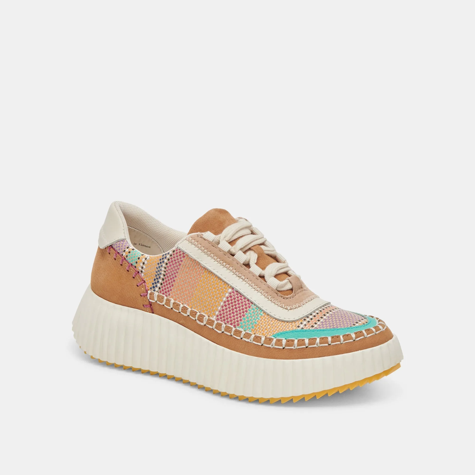 Dolce Vita Dolen Sneakers in Tan Multi Raffia