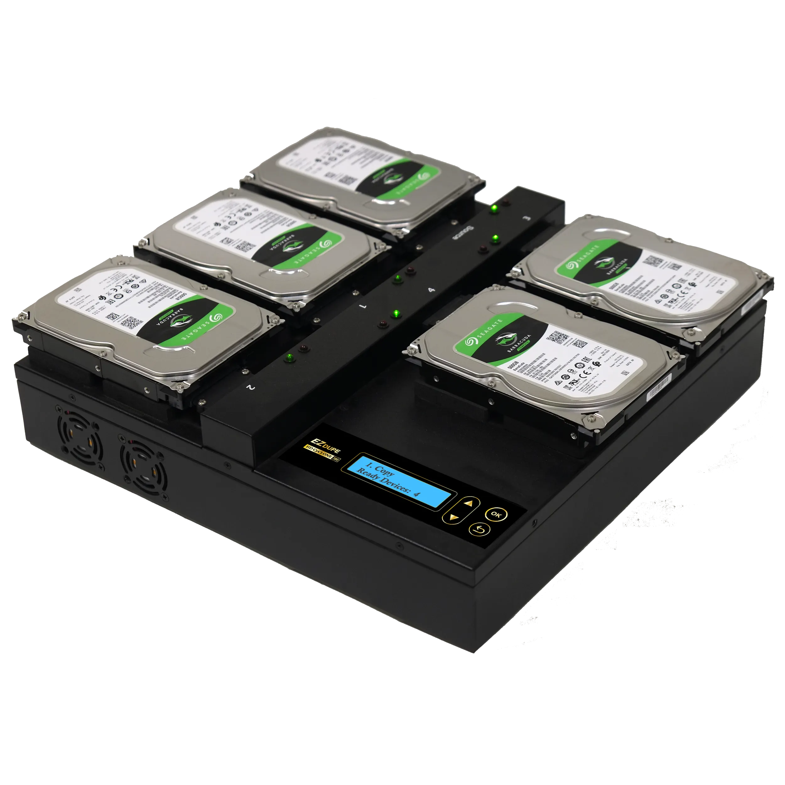 EZ Dupe 1 to 4 Flatbed SATA Hard Drive Duplicator - HD Cyclone 300 Open Platform HDD Cloner 18GB/Min