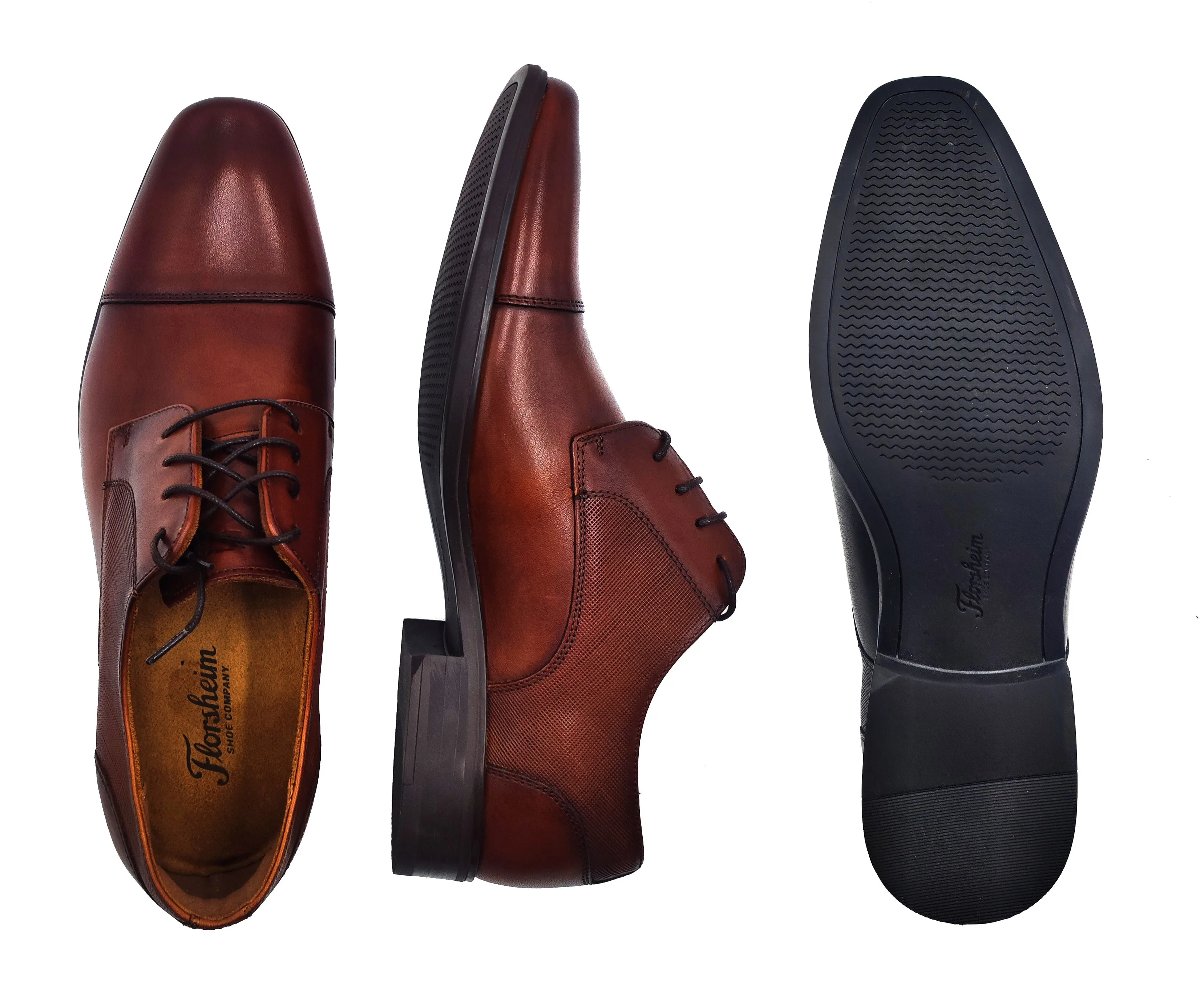 FLORSHEIM,CAP TOE-LACE UP-SHOES-JACKSONCT11924-COGNAC