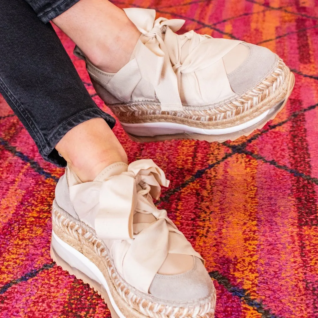 Free People: Chapmin Double Platform Espadrille Sneaker in Ivory