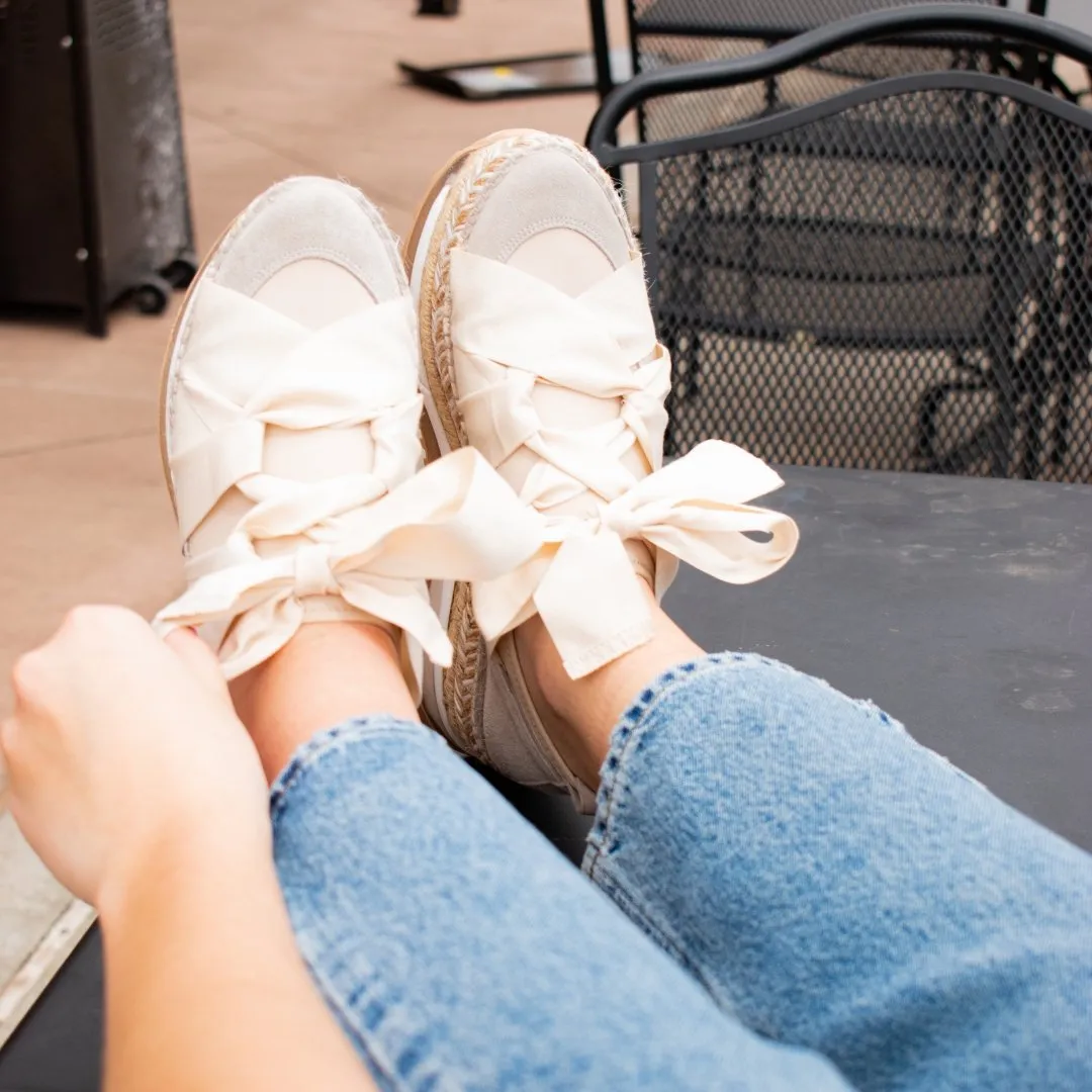 Free People: Chapmin Double Platform Espadrille Sneaker in Ivory