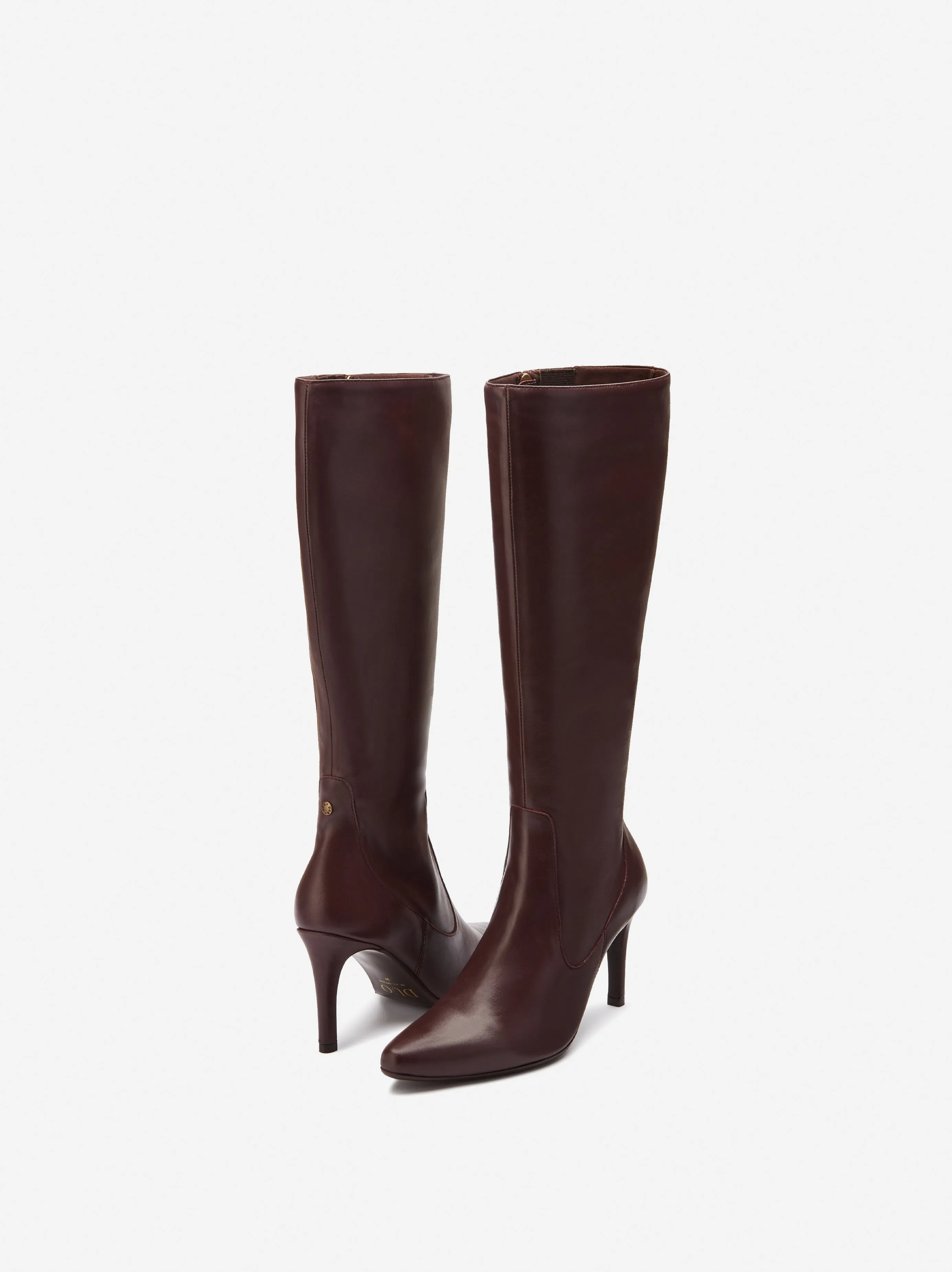 Freya Knee High Boots in Burgundy Leather