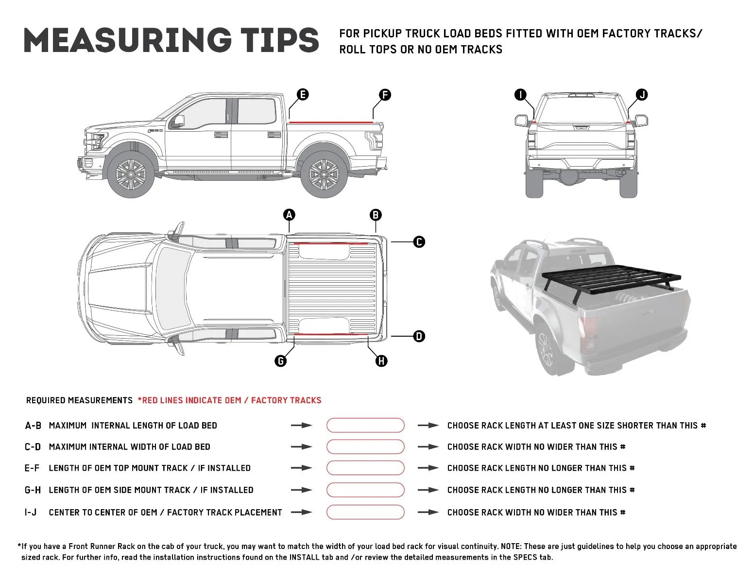 Front Runner Pickup Truck Slimline II Load Bed Rack Kit / 1255(W) x 1560(L)