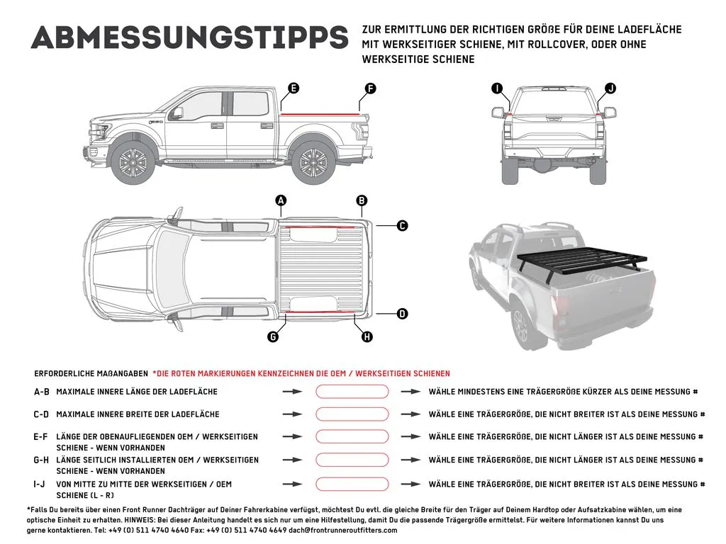 Front Runner Pickup Truck Slimline II Load Bed Rack Kit / 1255(W) x 1560(L)