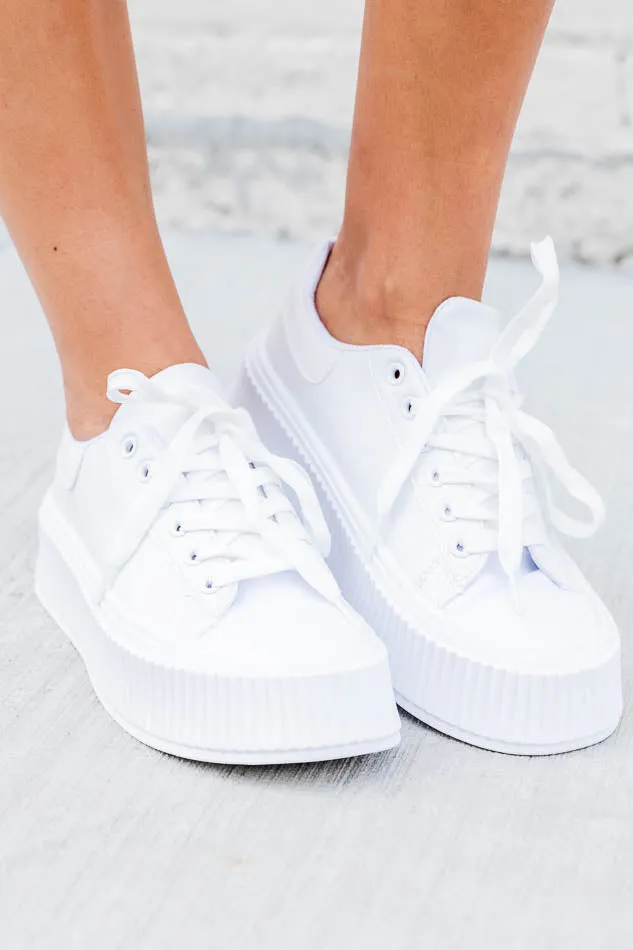 Genevieve White Lace Up Sneakers FINAL SALE