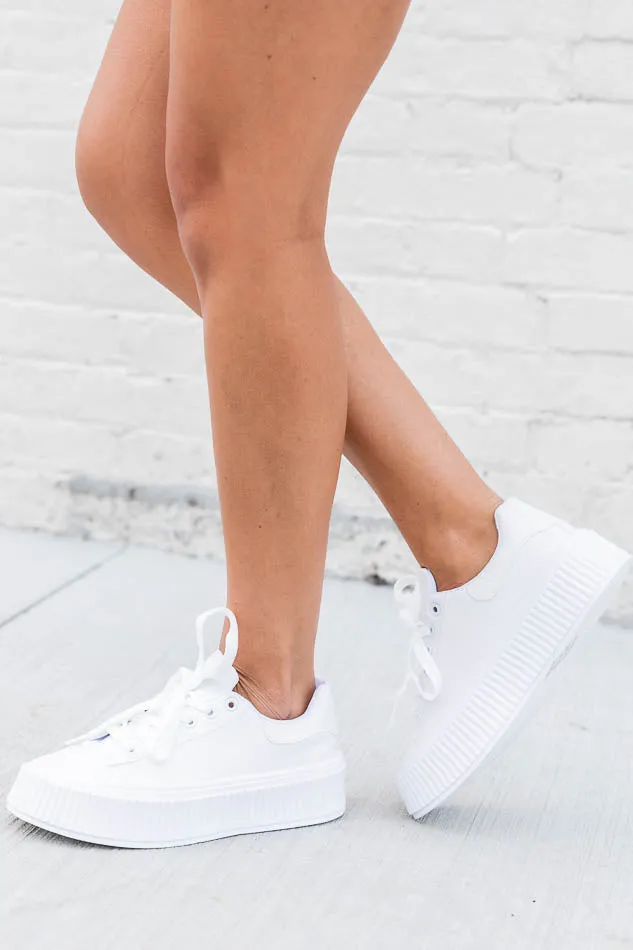 Genevieve White Lace Up Sneakers FINAL SALE