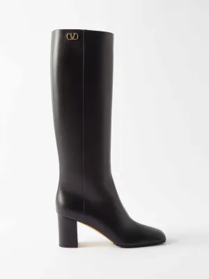 Golden Walk V-Logo leather knee-high boots