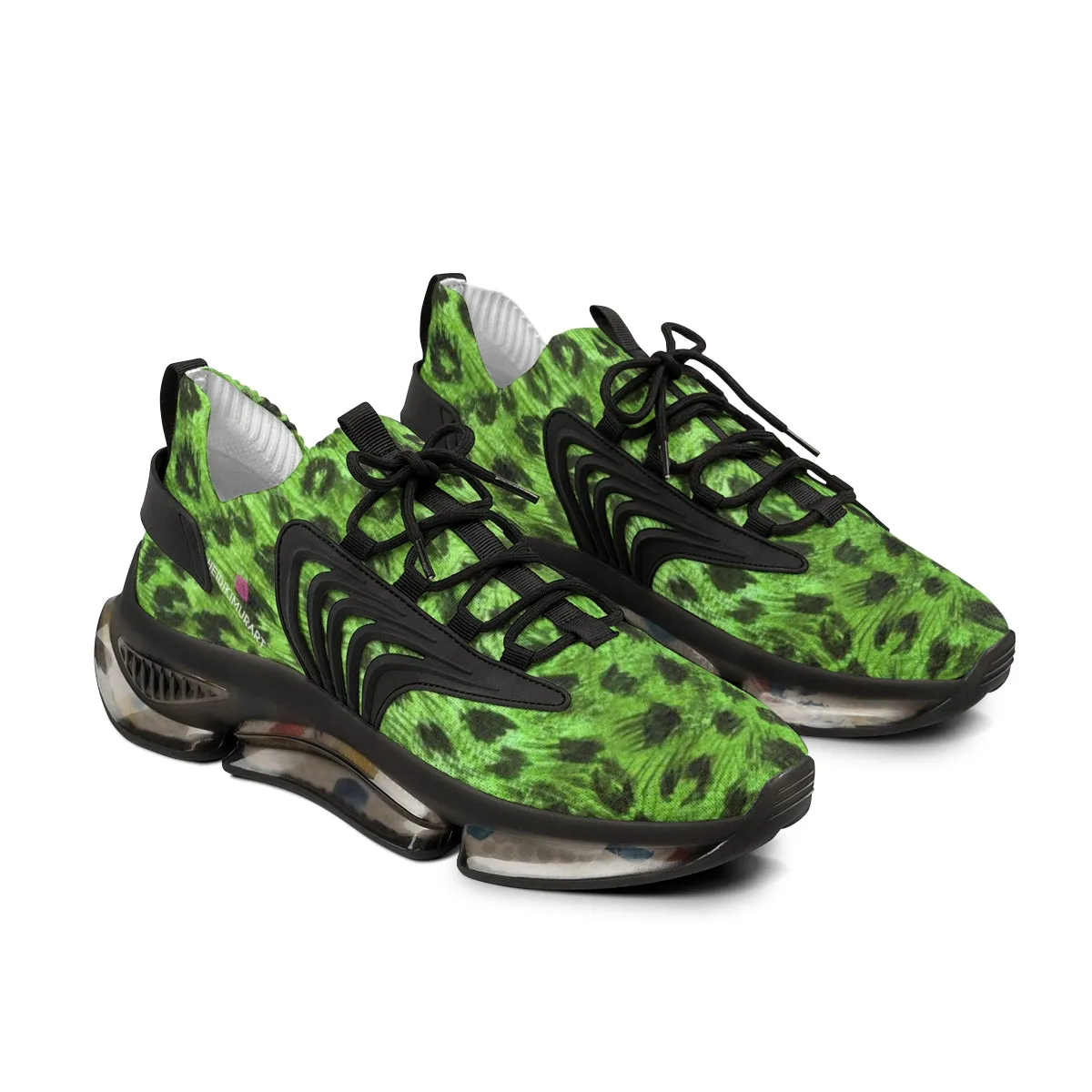 Green Leopard Print Men's Shoes, Best Comfy Animal Print Men's Mesh Sports Sneakers Shoes (US Size: 5-12)