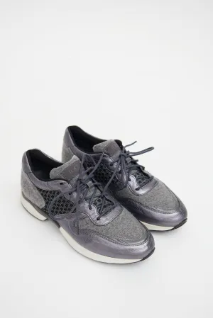 Grey Leather Paneled Mesh Sneaker