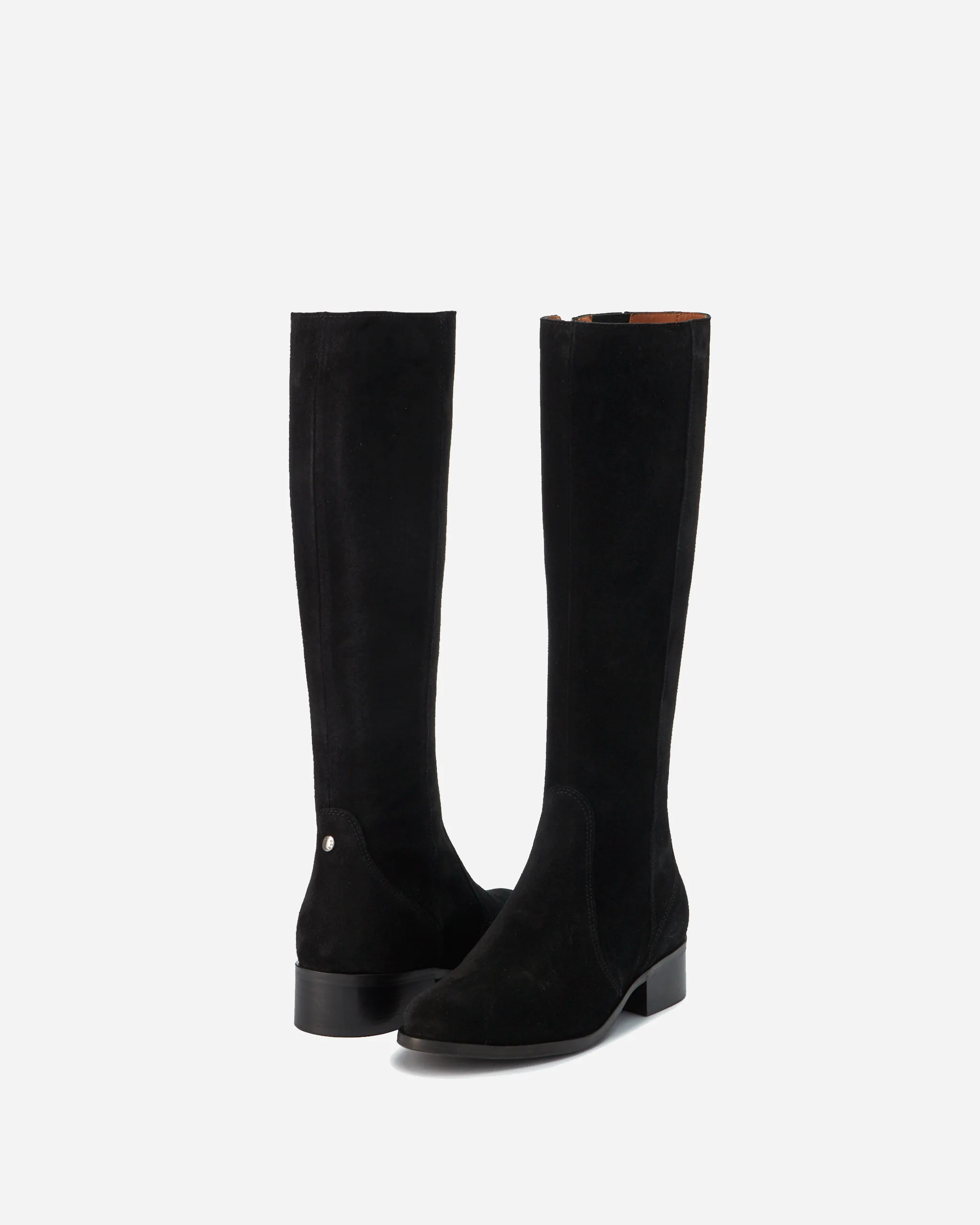 Haltham Tall Knee High Boots in Black Suede