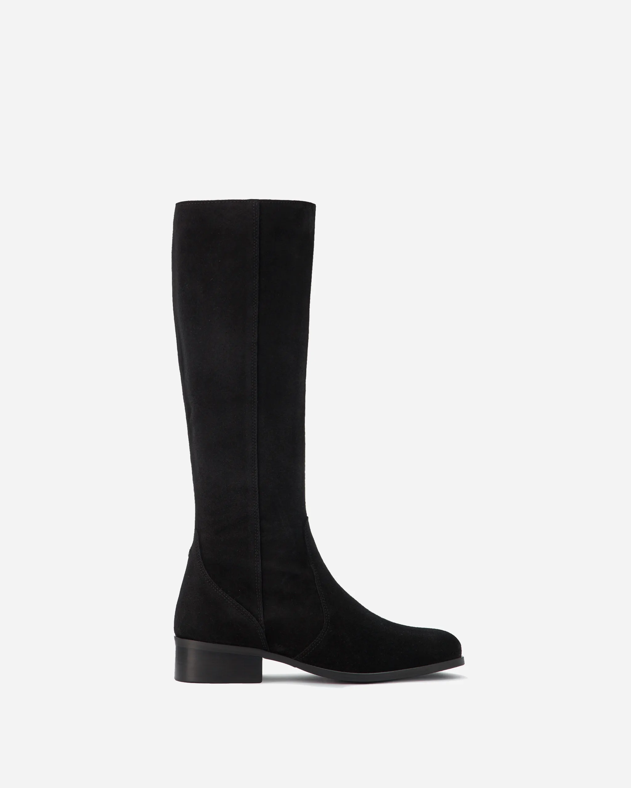 Haltham Tall Knee High Boots in Black Suede