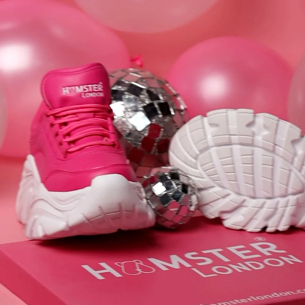 Hamster London Mousehole Hot Pink Party Sneakers