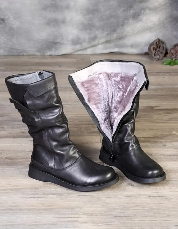 Handmade Leather Retro Knee-High Boots