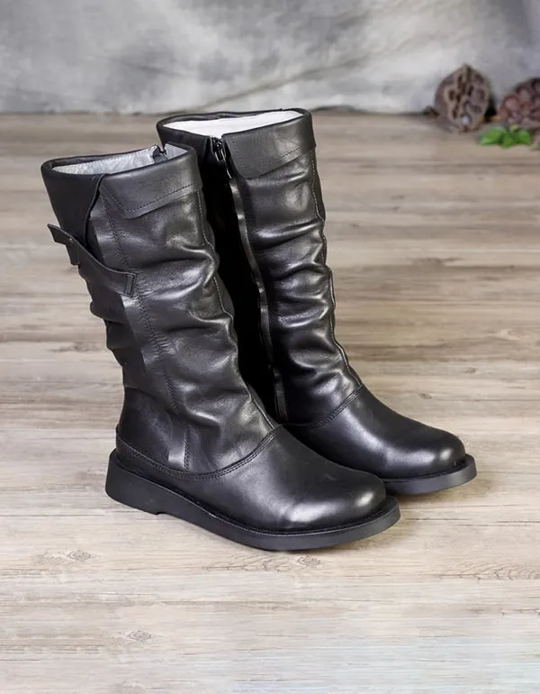 Handmade Leather Retro Knee-High Boots