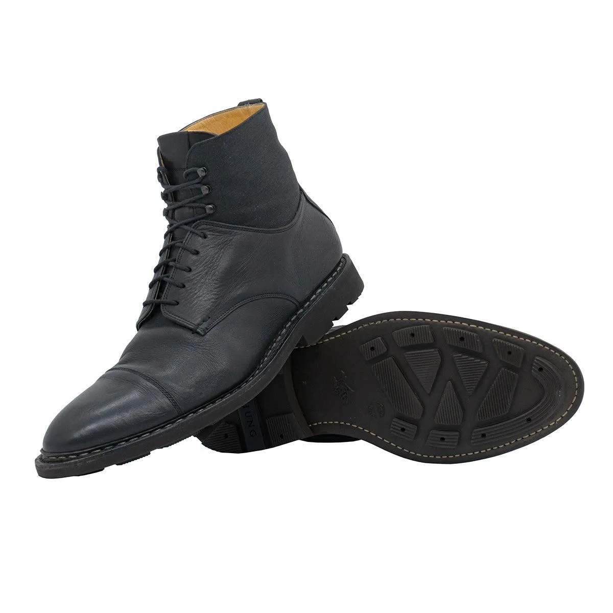 Heschung Cap Toe Ankle Boots Leather Black Colour For Men