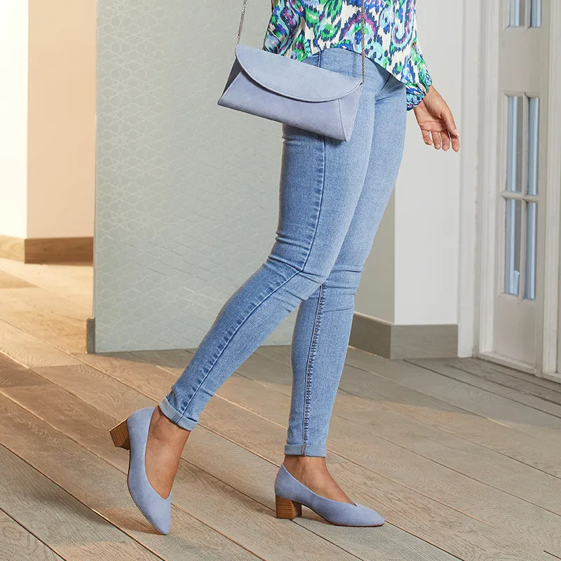 Ingrid: Sky Blue Suede