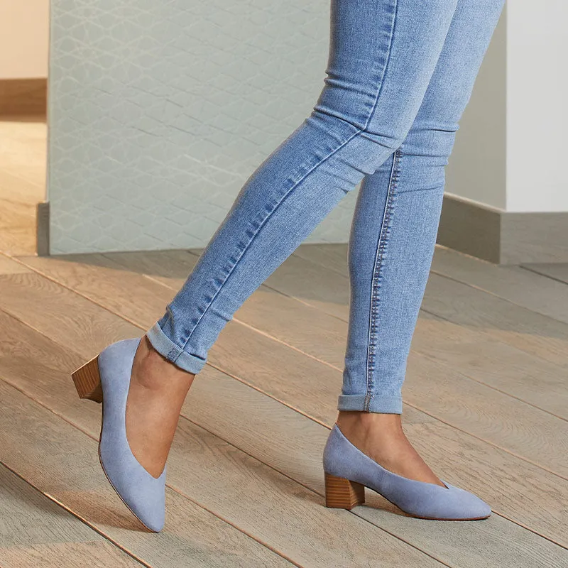 Ingrid: Sky Blue Suede