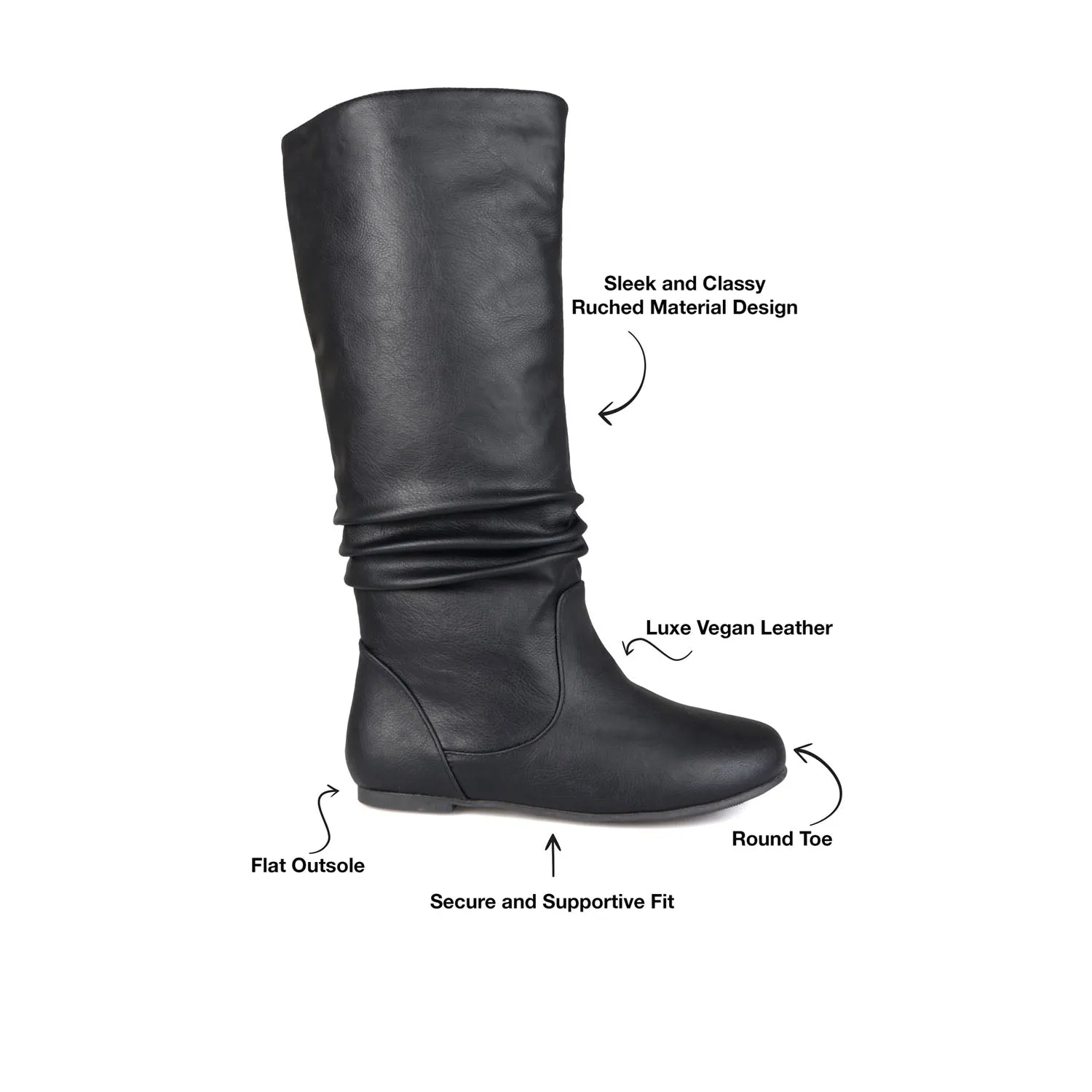 JAYNE KNEE HIGH BOOTS IN FAUX LEATHER