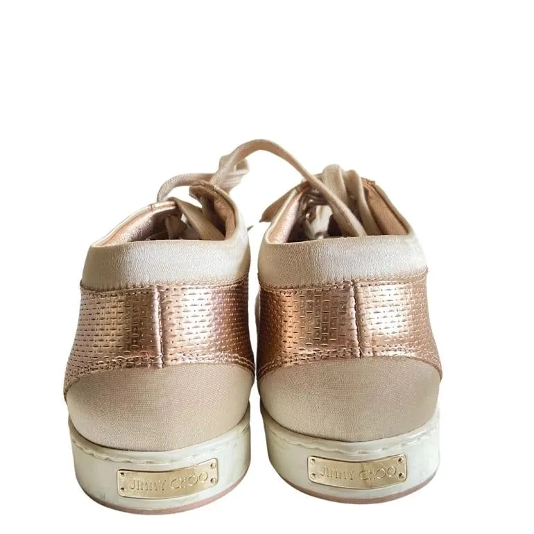 Jimmy Choo Miami Metallic Leather/Satin Sneakers