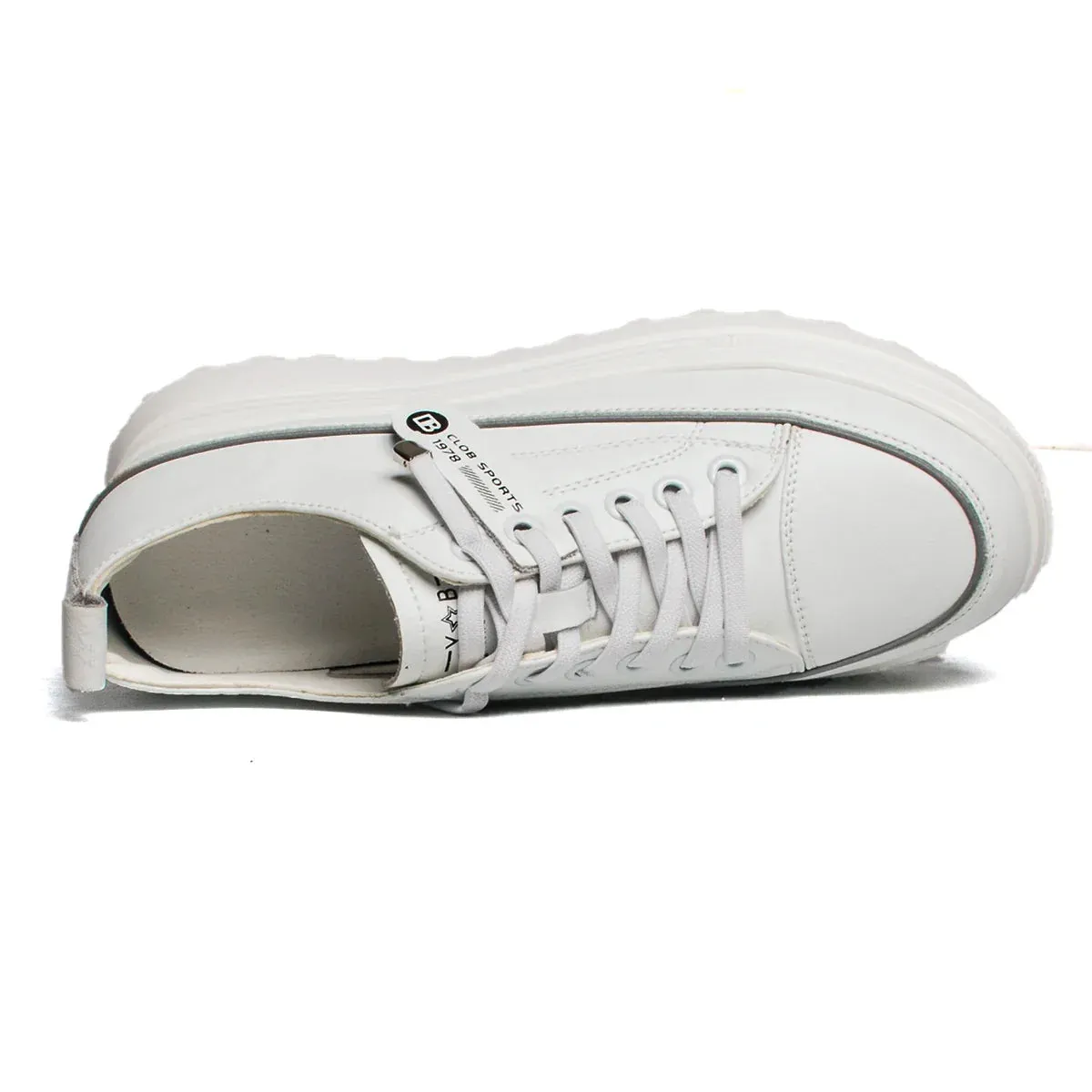 Joskaa 2024 New White Leather Platform Sneakers