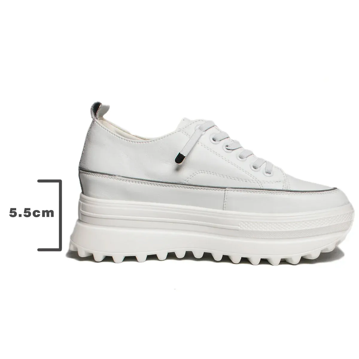 Joskaa 2024 New White Leather Platform Sneakers