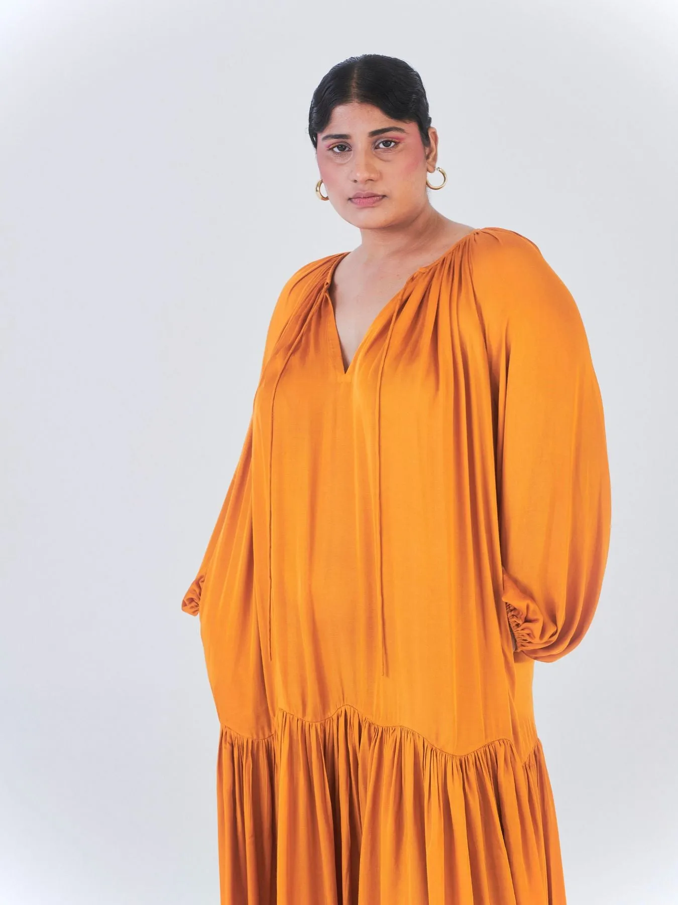 Juhi Rose Fibre Fabric Dress, Orange