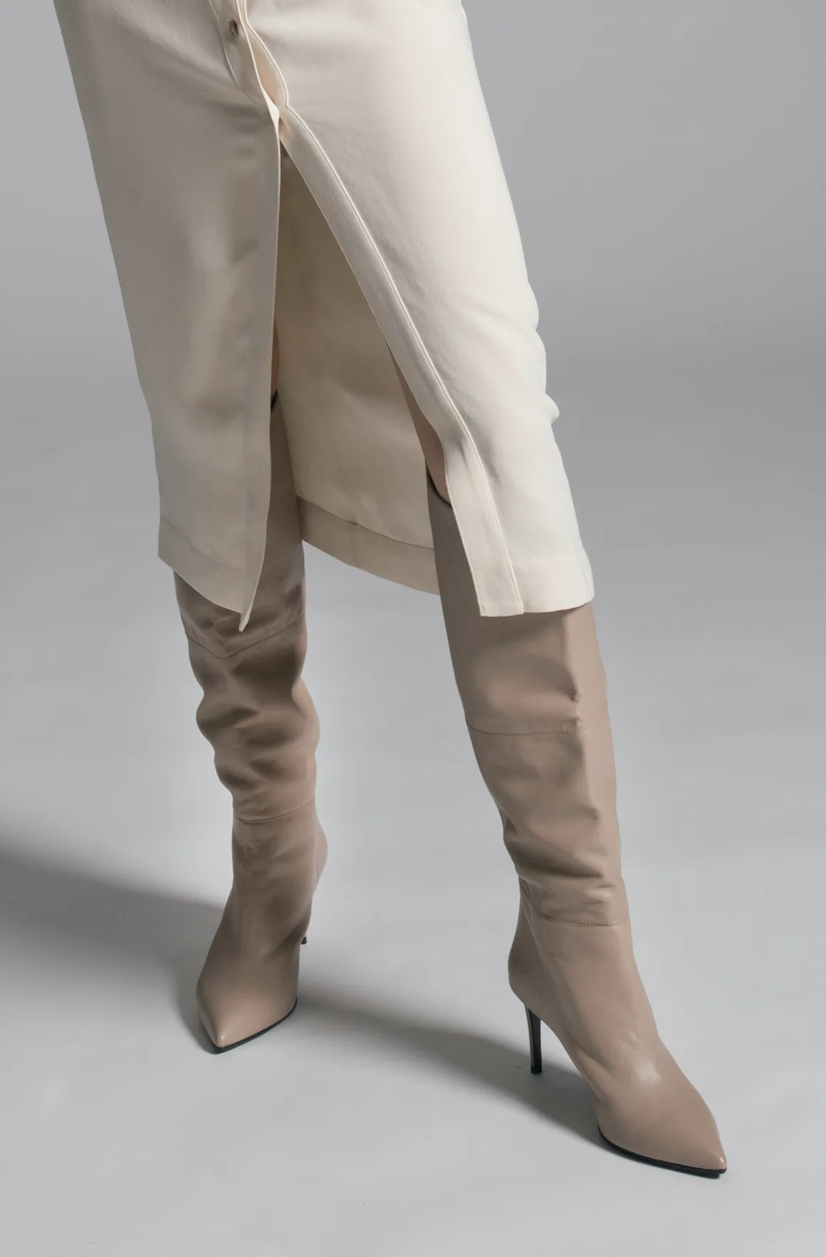 Kawa Taupe Knee-High Boots