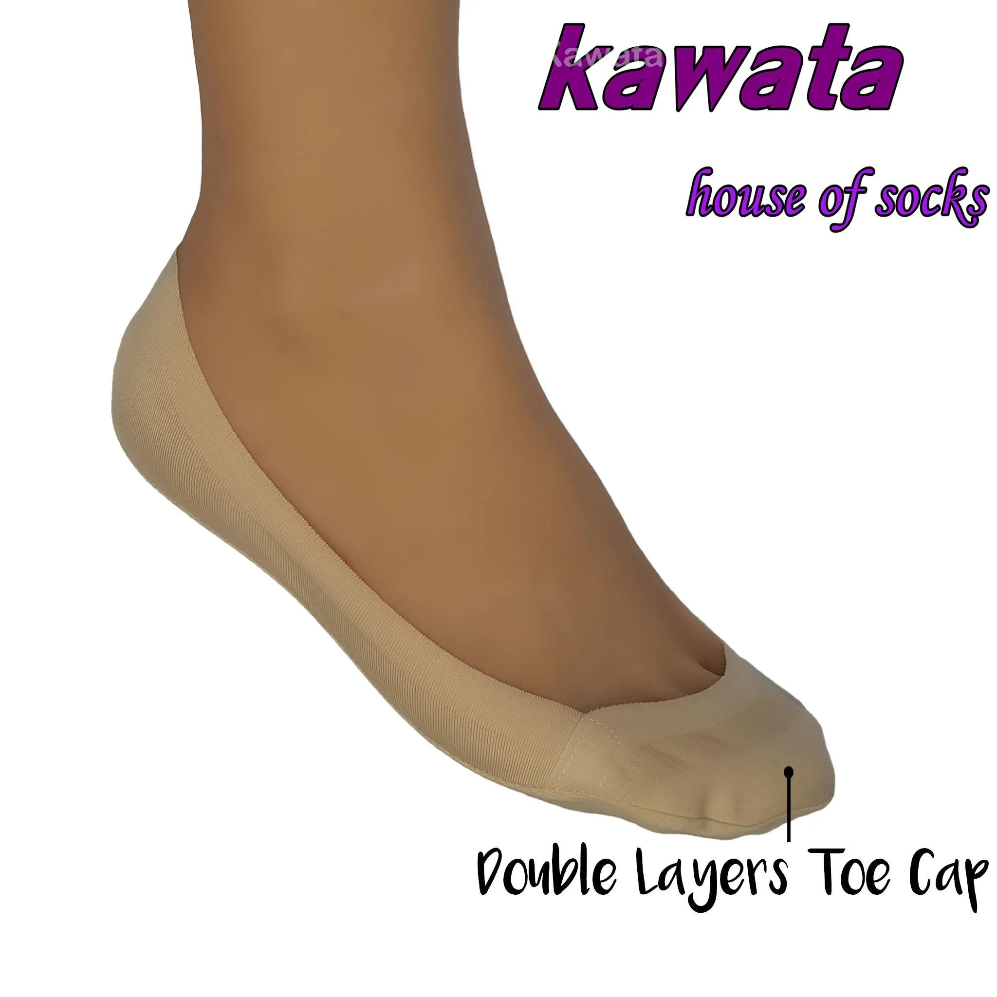 Kawata Double Layer Matte Cotton No Show Socks / Low-Cut Anti-Slip