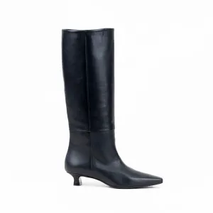 Kendall Knee High Boots in Black Leather