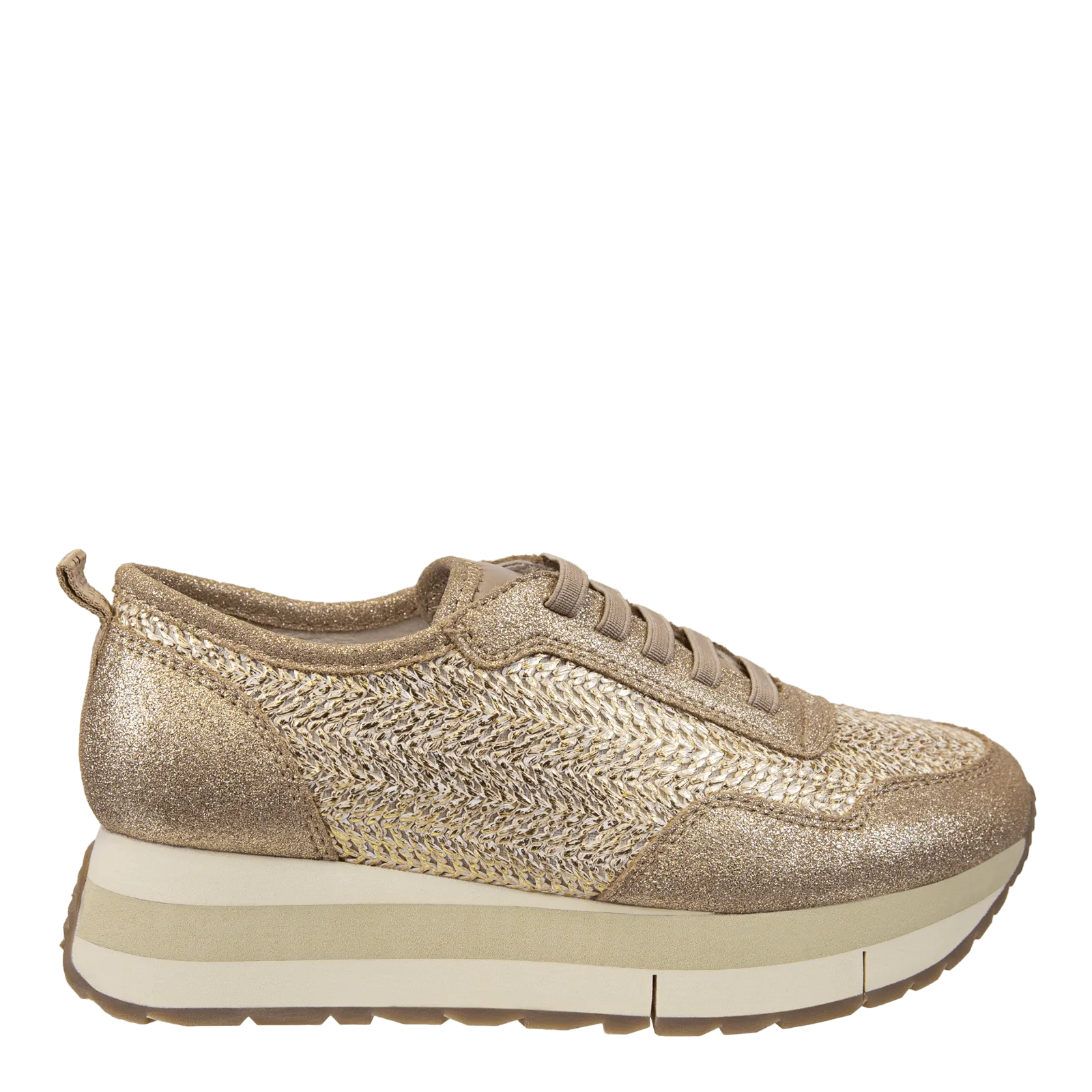 KINETIC in GOLD RAFFIA Platform Sneakers