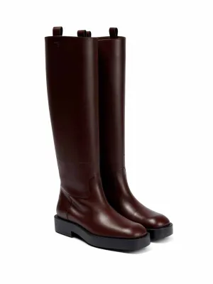 Knee-high brown leather boots