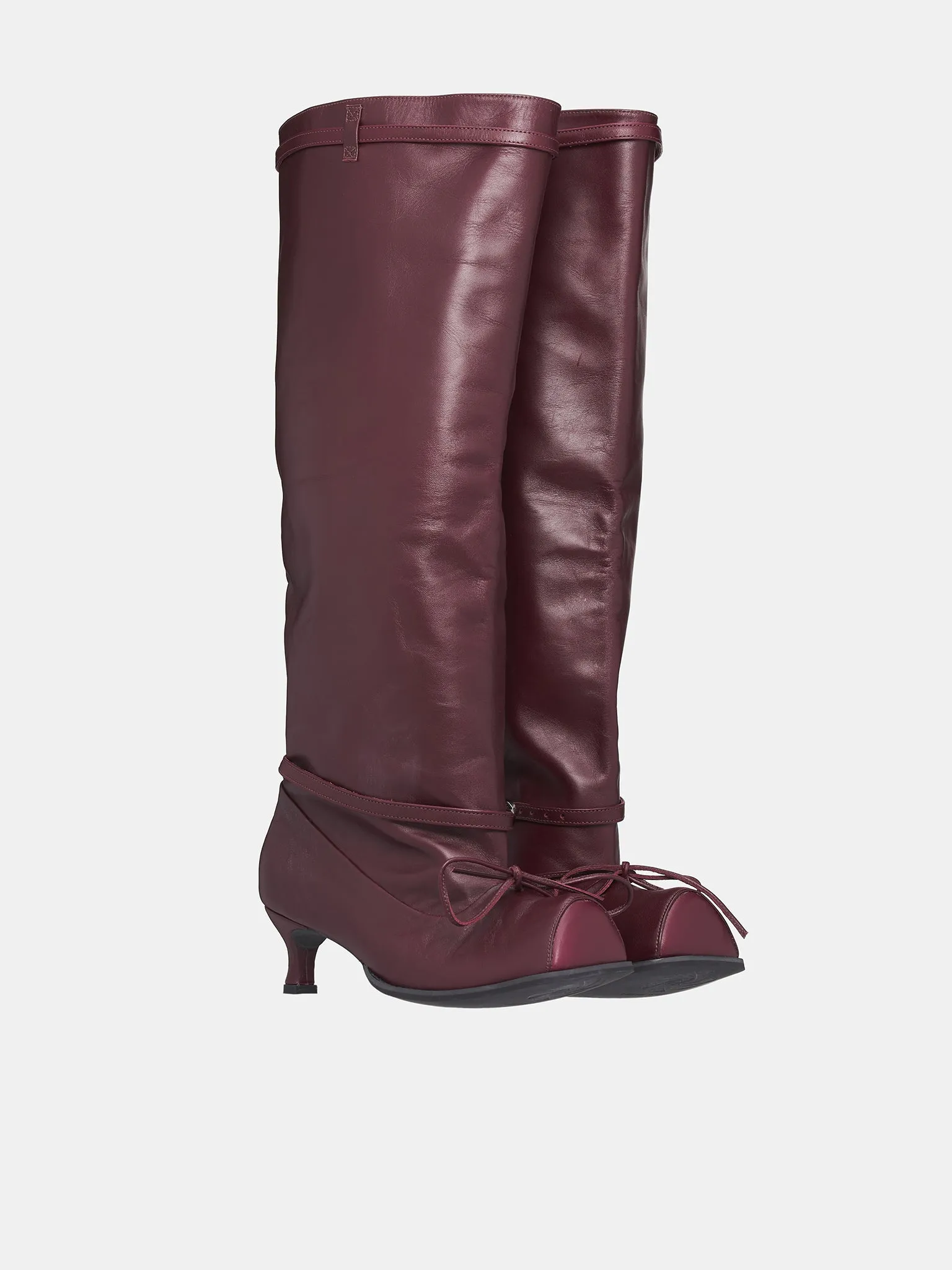 Knee High Buckle Boots (UK00-HLBBR-BORDEAUX)