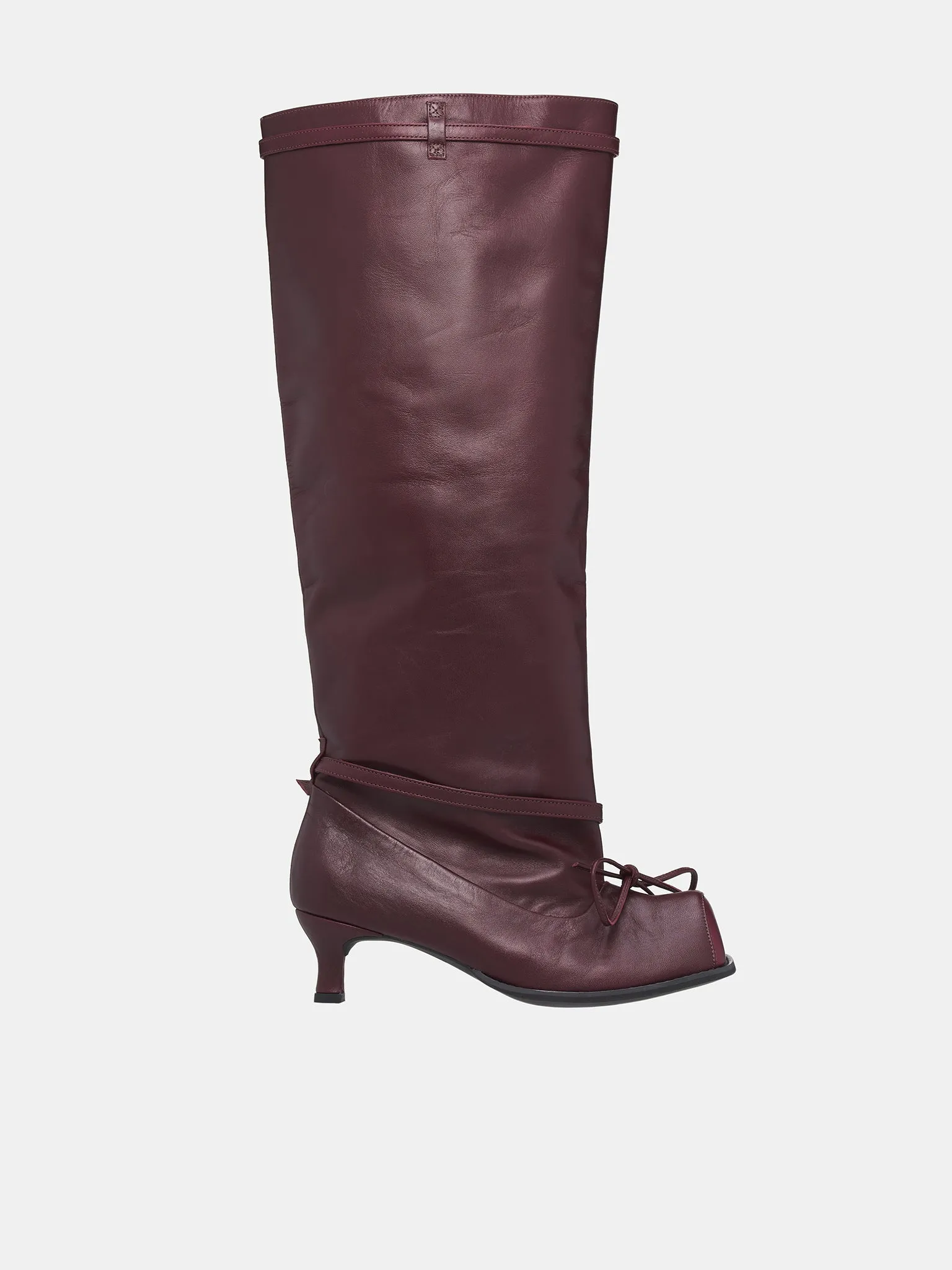 Knee High Buckle Boots (UK00-HLBBR-BORDEAUX)