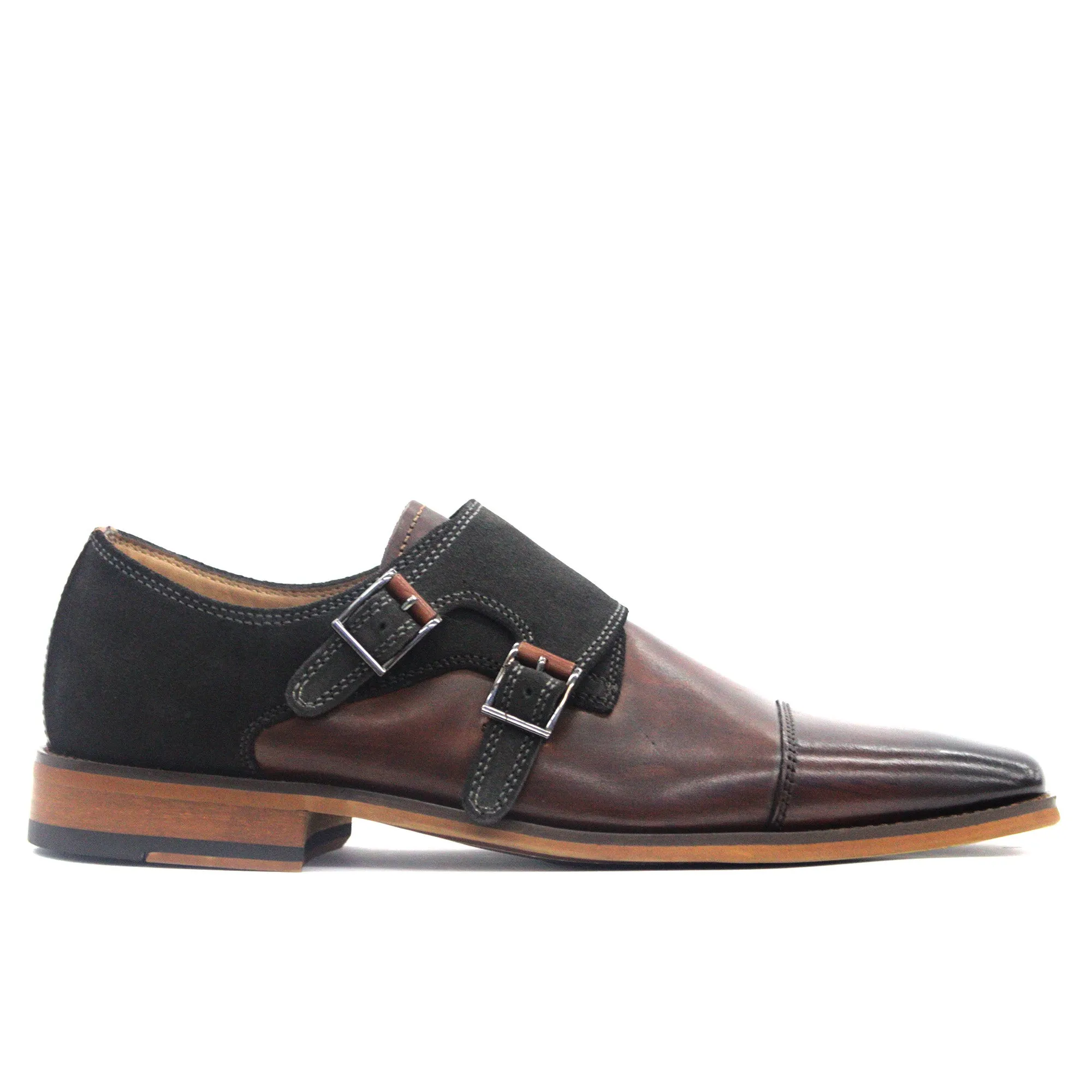 LA MILANO,CAP TOE-SLIP ON-SHOES-A11870-BRW/DK.GRY