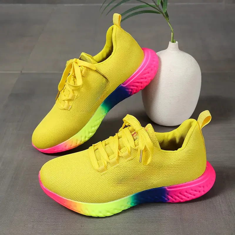 Lace-up Mesh Shoes With Rainbow Sneakers