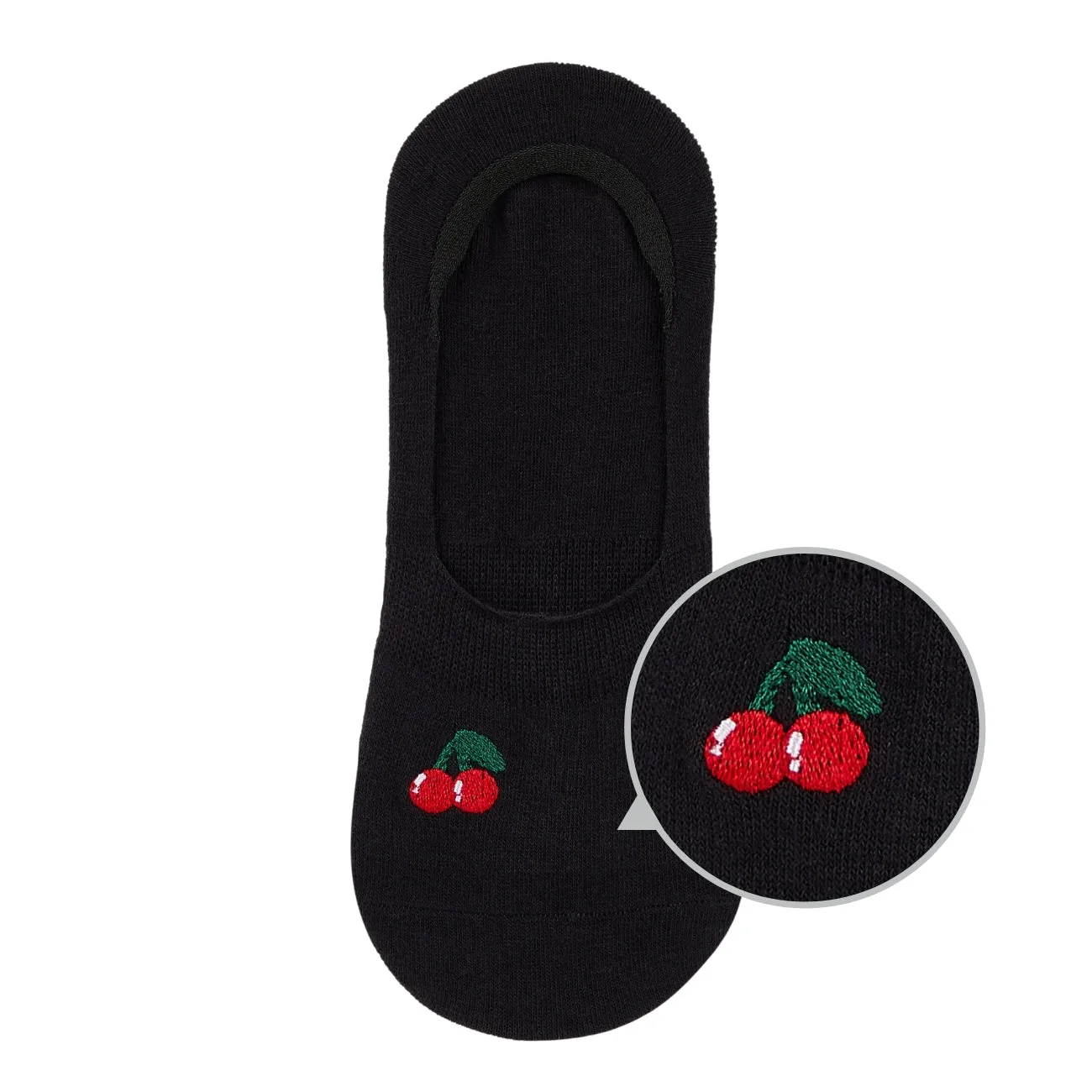 Ladies Colored Invisible Boat Socks with Fruit Patch