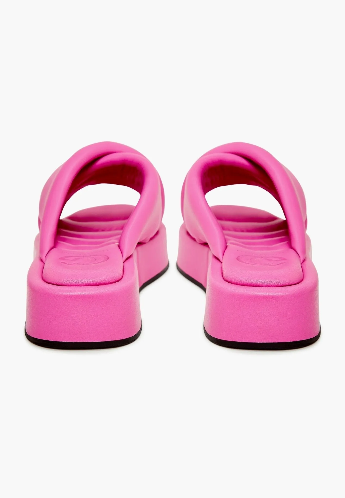 Leather Platform Mule - Fuchsia