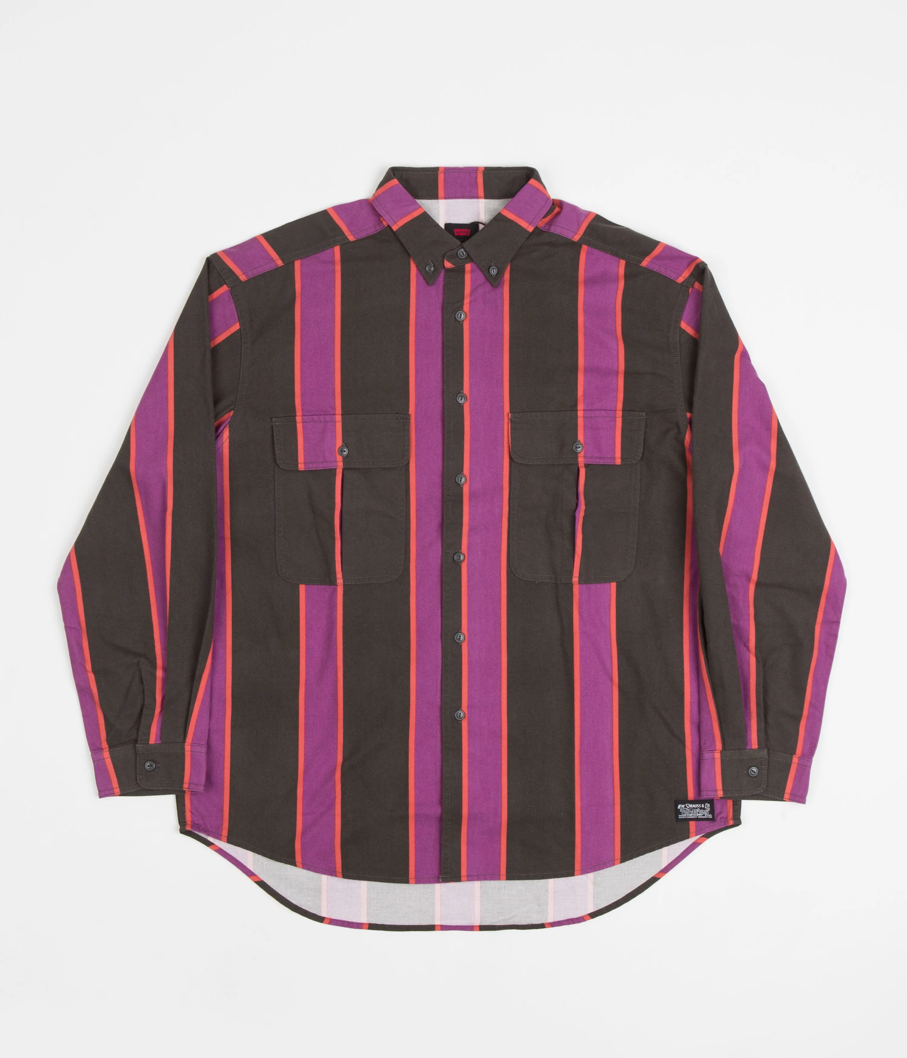 Levi's® Skate Woven Shirt - Vertical Stripe / Black / Purple / Red