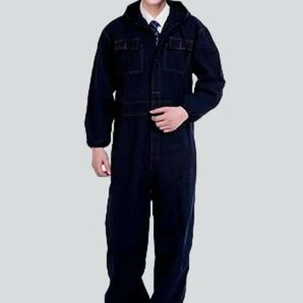 Loose fit men's denim jumpsuit