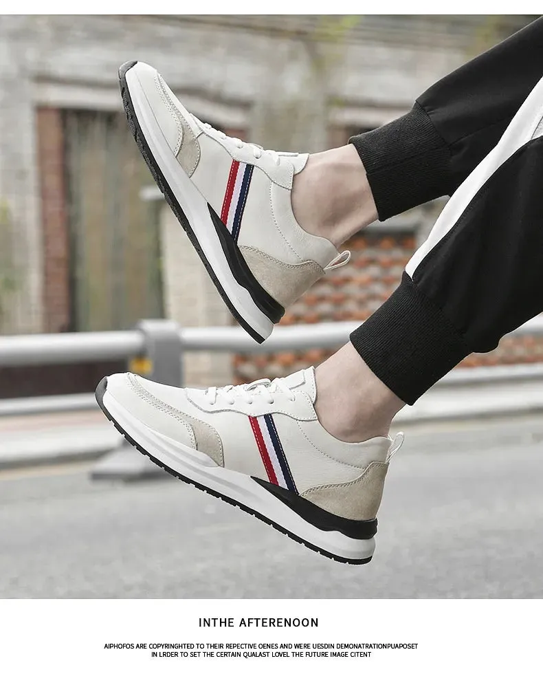 Male Invisibly Heightened Shoes 8cm Platform White Shoes